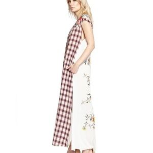 Aratta Plaid and Floral Maxi Dress - Red and White